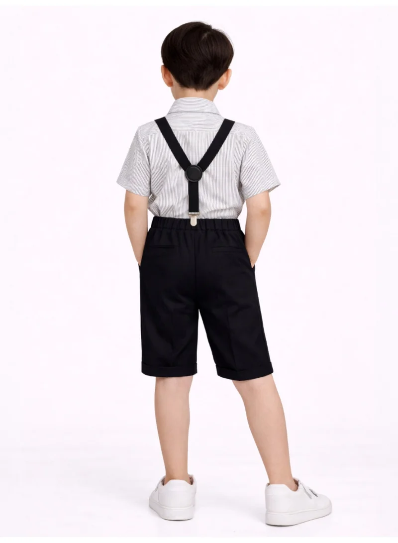 Victor And Jane  Boys 4 Pc Set Formal Shirt, Shorts, Suspenders & Bow Tie Set for Men | Best Price UAE